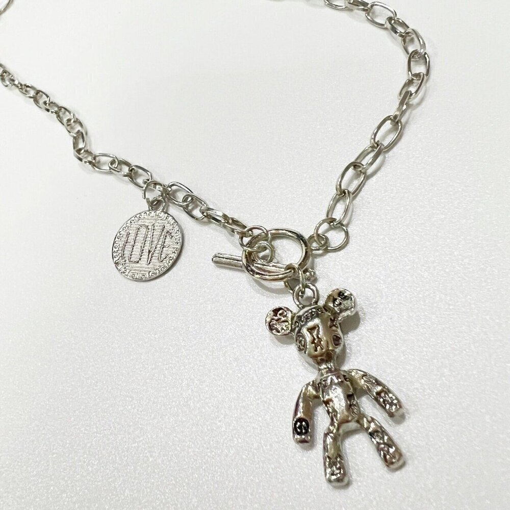 Punk Teddy Bear Necklace Stainless Steel Womens Jewelry Long 27”